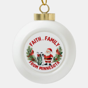Weihnachtsgolfen in Minnesota Feiertag Keramik Kugel-Ornament