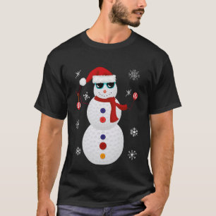 Weihnachtsgolfsnowman-Weihnachtsmannmütze-Geschen T-Shirt