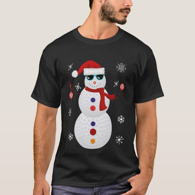 Weihnachtsgolfsnowman-Weihnachtsmannmütze-Geschenk T-Shirt (Vorderseite)
