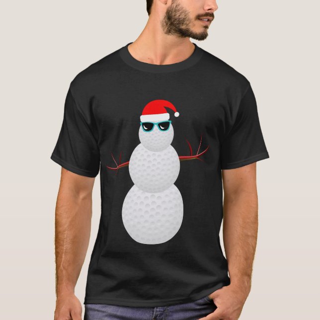 Weihnachtsgolfsnowman-Weihnachtsmannmütze-Geschenk T-Shirt (Vorderseite)