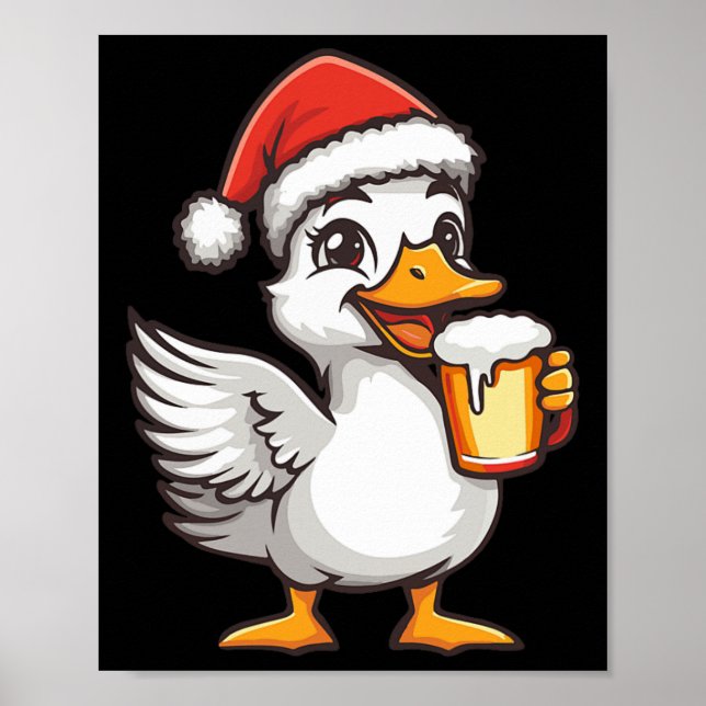 Weihnachtsgoose mit Bier-Comic Poster (Vorne)