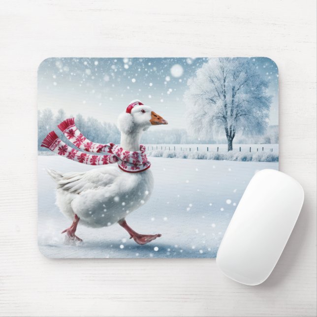 Weihnachtsgoose Wandern in Schneeflocken Mousepad (Mit Mouse)