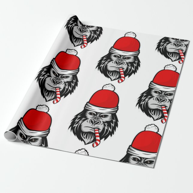 Weihnachtsgorilla Geschenkpapier (Ungerollt)