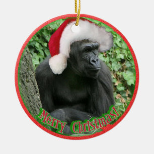 Weihnachtsgorilla Keramik Ornament