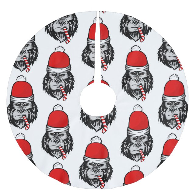 Weihnachtsgorilla Polyester Weihnachtsbaumdecke (Vorderseite)