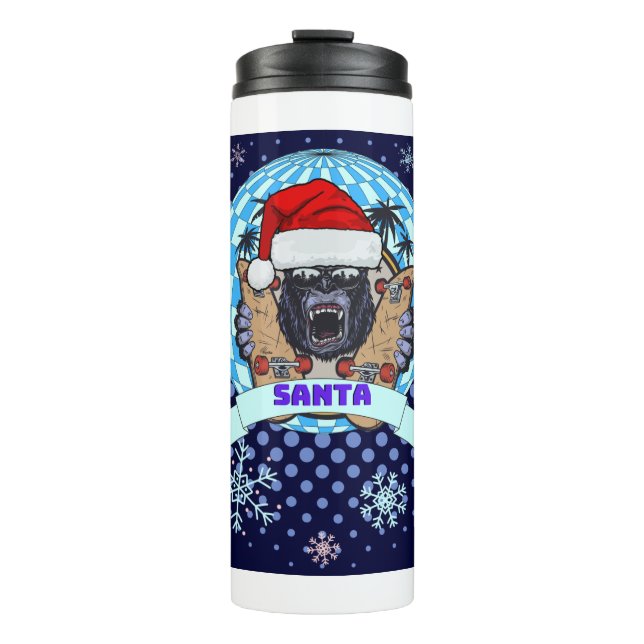 Weihnachtsgorilla Thermosbecher (Vorderseite)