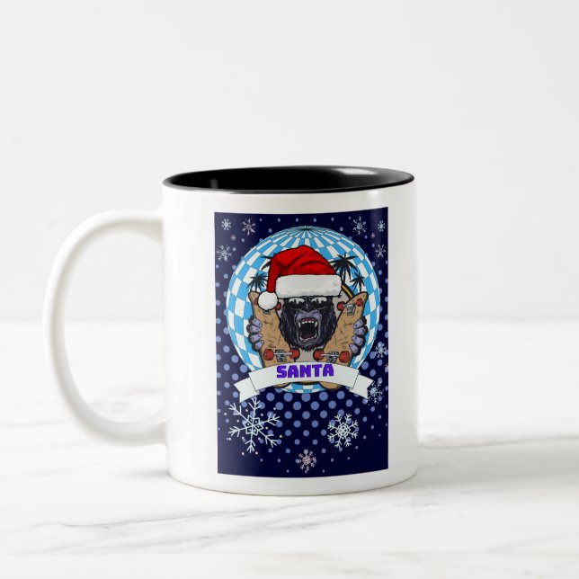 Weihnachtsgorilla Zweifarbige Tasse (Links)