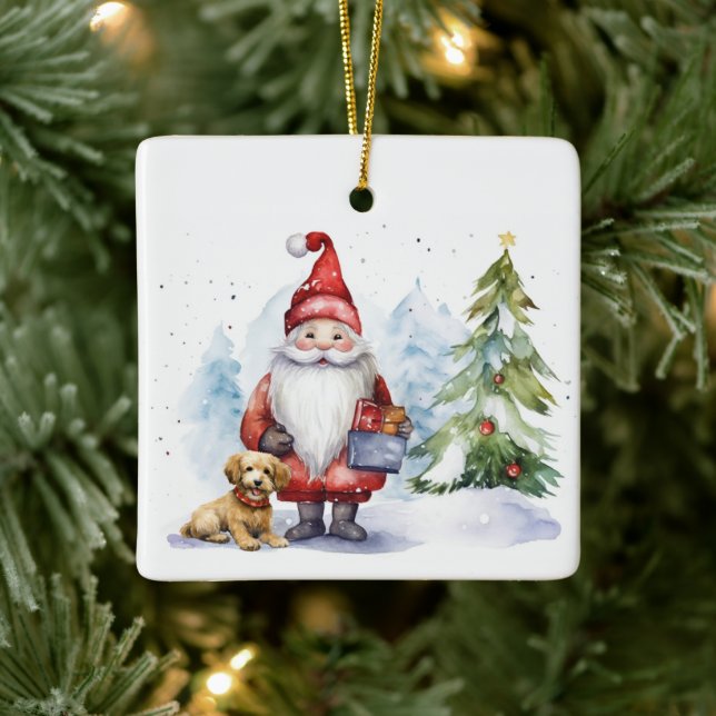 Weihnachtsgottling mit Geschenk Keramikornament (Baum)