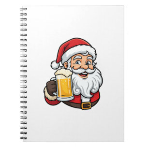 Weihnachtsgrafik Weihnachtsmann beim Biertrinken Notizblock