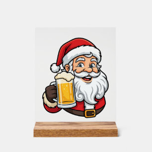 Weihnachtsgrafik Weihnachtsmann Bier trinkend Acrylschild