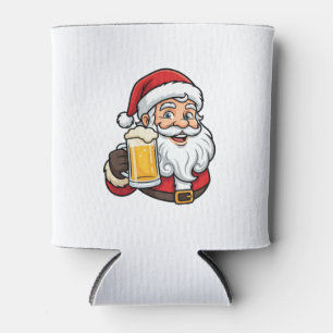 Weihnachtsgrafik Weihnachtsmann Bier trinkend Dosenkühler
