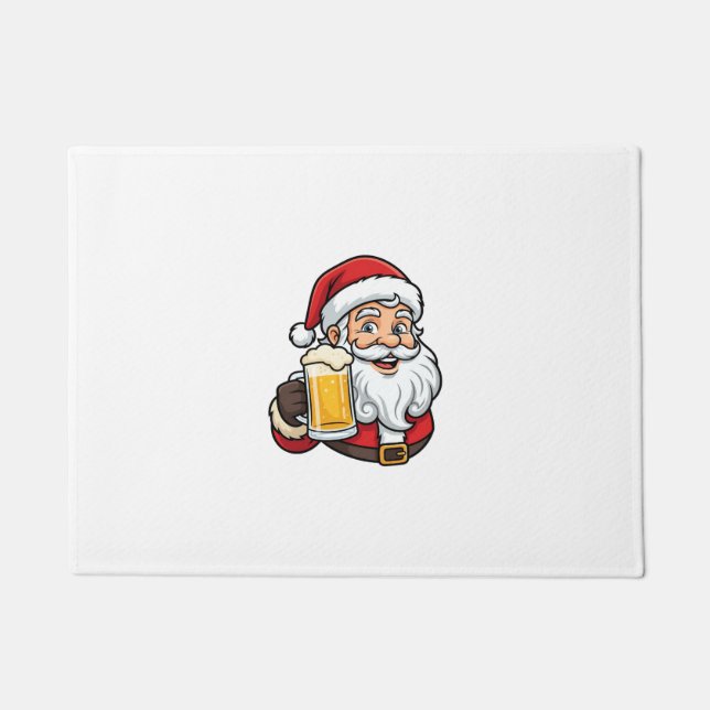 Weihnachtsgrafik Weihnachtsmann Bier trinkend Fußmatte (Vorderseite)