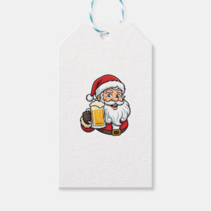 Weihnachtsgrafik Weihnachtsmann Bier trinkend Geschenkanhänger