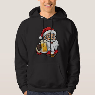 Weihnachtsgrafik Weihnachtsmann Bier trinkend Hoodie