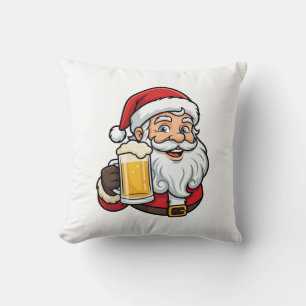 Weihnachtsgrafik Weihnachtsmann Bier trinkend Kissen