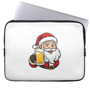 Weihnachtsgrafik Weihnachtsmann Bier trinkend Laptopschutzhülle