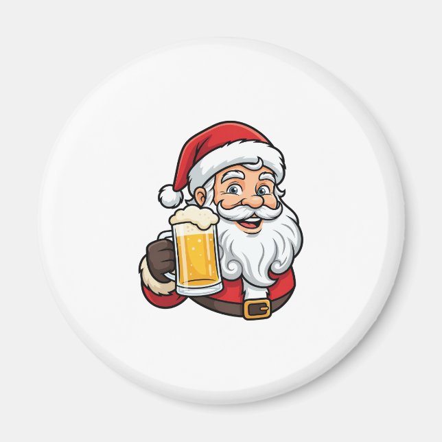 Weihnachtsgrafik Weihnachtsmann Bier trinkend Magnet (Vorne)