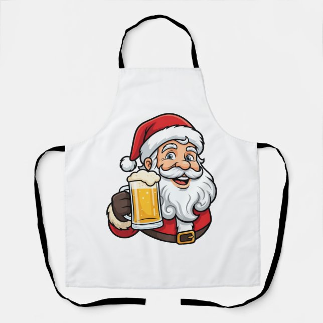 Weihnachtsgrafik Weihnachtsmann Bier trinkend Schürze (Vorderseite)