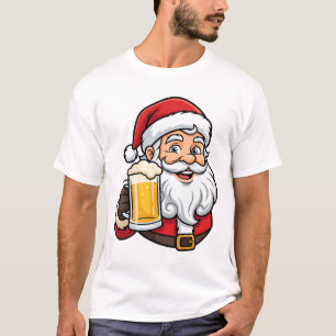 Weihnachtsgrafik Weihnachtsmann Bier trinkend T-Shirt