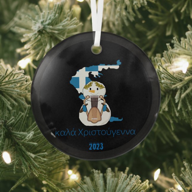 Weihnachtsgriechischer Flaggenschneefahrer Ornament Aus Glas (InSitu)