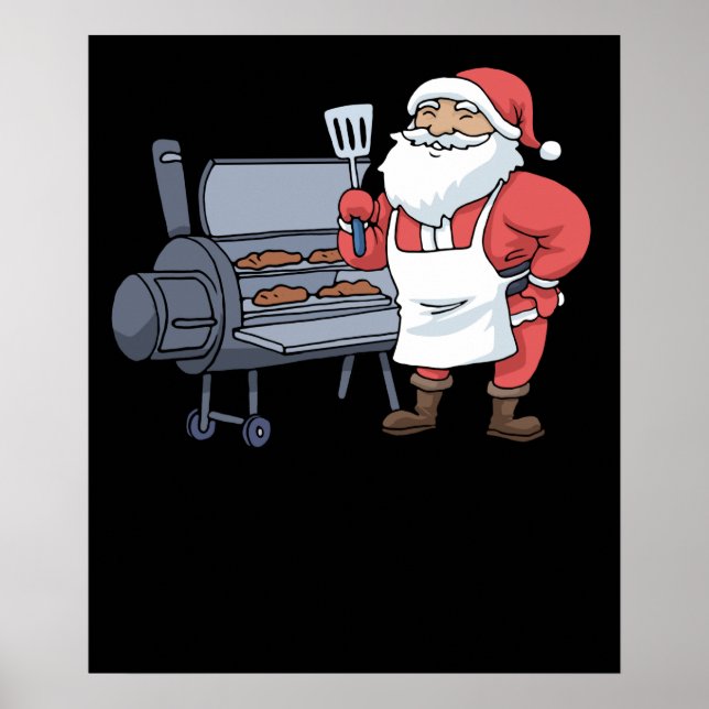 Weihnachtsgrill Santa Claus Grill Smoker Steak Poster (Vorne)