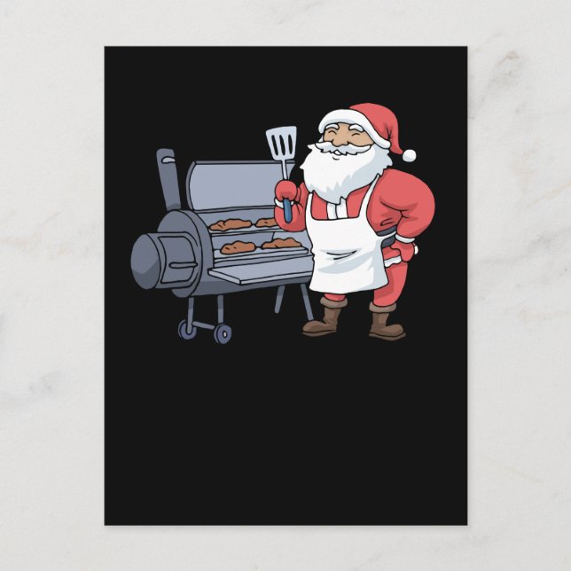 Weihnachtsgrill Santa Claus Grill Smoker Steak Postkarte (Vorderseite)