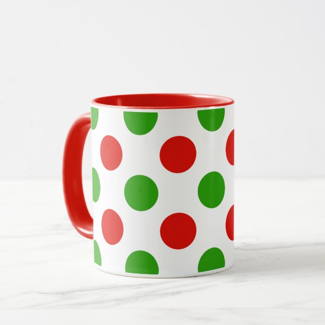 Weihnachtsgroße Polka-Punkt-Muster-Kaffee-Tasse Tasse (Vorderseite Links)