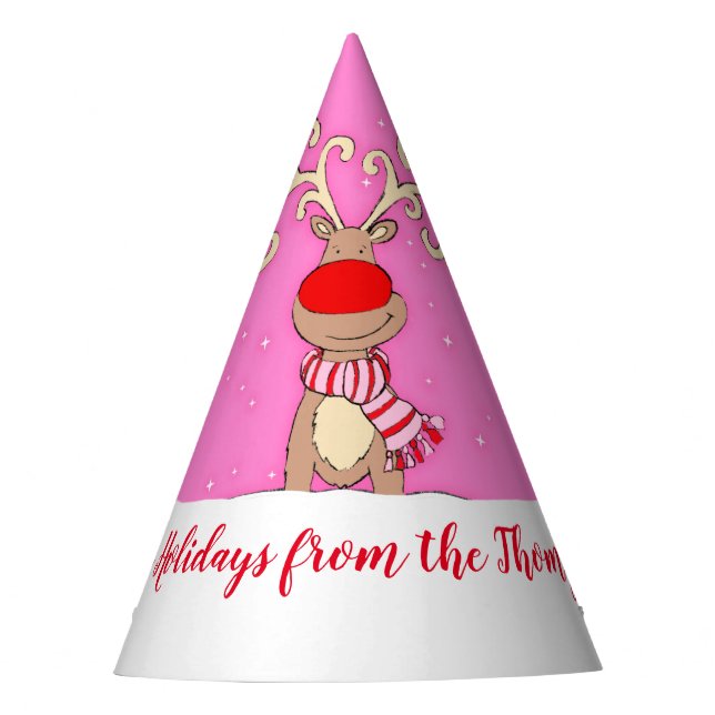 Weihnachtsgroßer Geweihrenrosa-Namenhut Partyhütchen (Vorderseite)