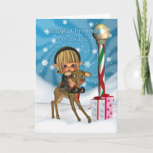Weihnachtsgroßvater-Elf-Ren, Rudolf, Nordpol Feiertagskarte