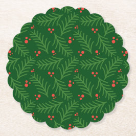 Weihnachtsgrün Beeren Festliche Feierparty Untersetzer