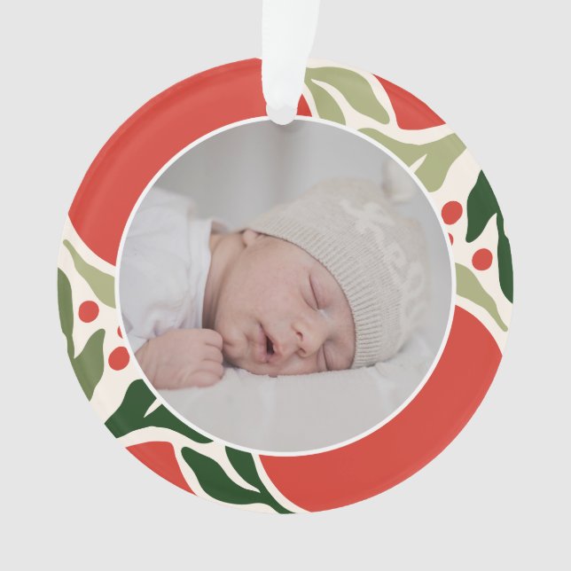 Weihnachtsgrün Berries Behalten Ornament (Vorderseite)