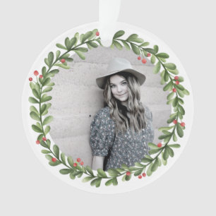 Weihnachtsgrün Berries Foto Ornament
