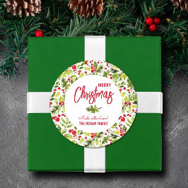 Weihnachtsgrün Berries hausgemachte Feiertage Runder Aufkleber