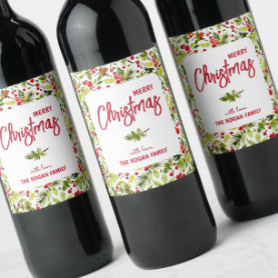 Weihnachtsgrün Berries Urlaub Weinetikett