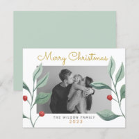 Weihnachtsgrün & Berry Familienkarte