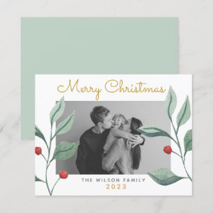 Weihnachtsgrün & Berry Familienkarte Karte