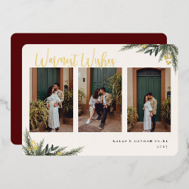 Weihnachtsgrün Berry Frame Foto Collage Folien Feiertagskarte