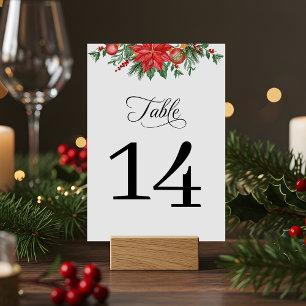 Weihnachtsgrün Blumen Elegante Hochzeit Tischnummer