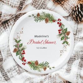 Weihnachtsgrün-Brautparty  Pappteller