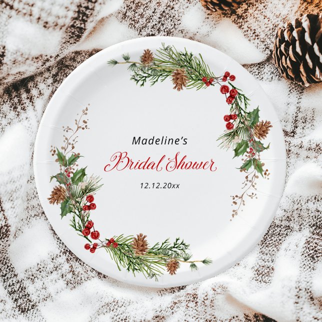 Weihnachtsgrün-Brautparty  Pappteller (Von Creator hochgeladen)