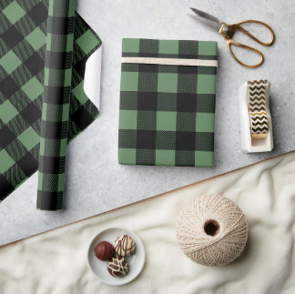 Weihnachtsgrün Buffalo Karo Winter Geschenkpapier