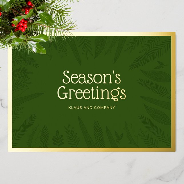 Weihnachtsgrün der Saison Unternehmen Folien Feiertagskarte (Von Creator hochgeladen)