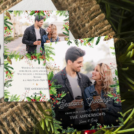 Weihnachtsgrün Die Grüße der Jahreszeit zwei Fotos Feiertagskarte