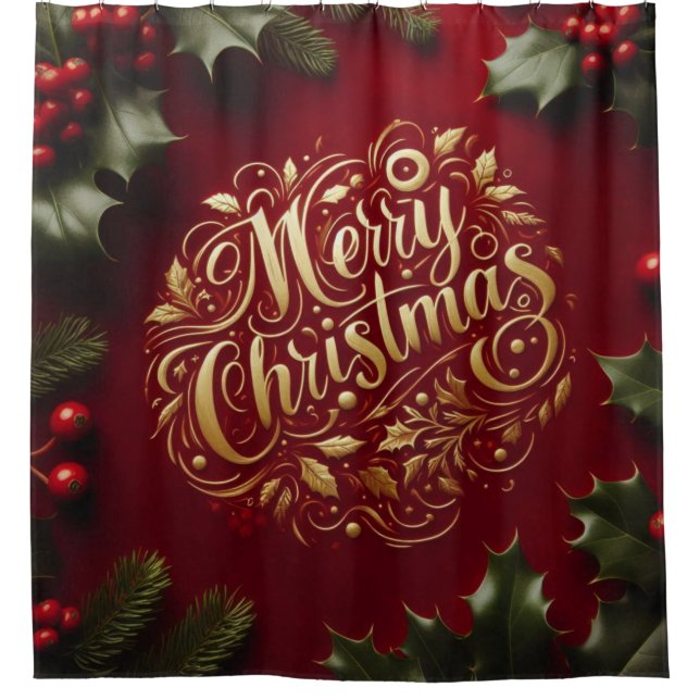 Weihnachtsgrün Duschvorhang (Vorderseite)