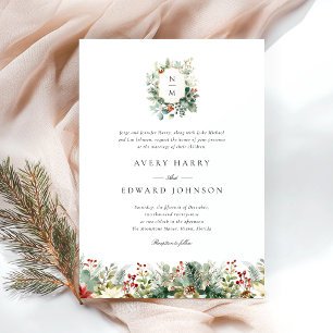 Weihnachtsgrün Elegante Hochzeit Einladung