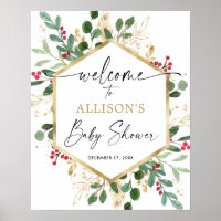 Weihnachtsgrün Elegantes Babydusche Begrüßungszeic