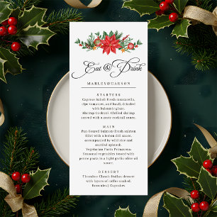 Weihnachtsgrün Foliage Elegante Hochzeit Menükarte