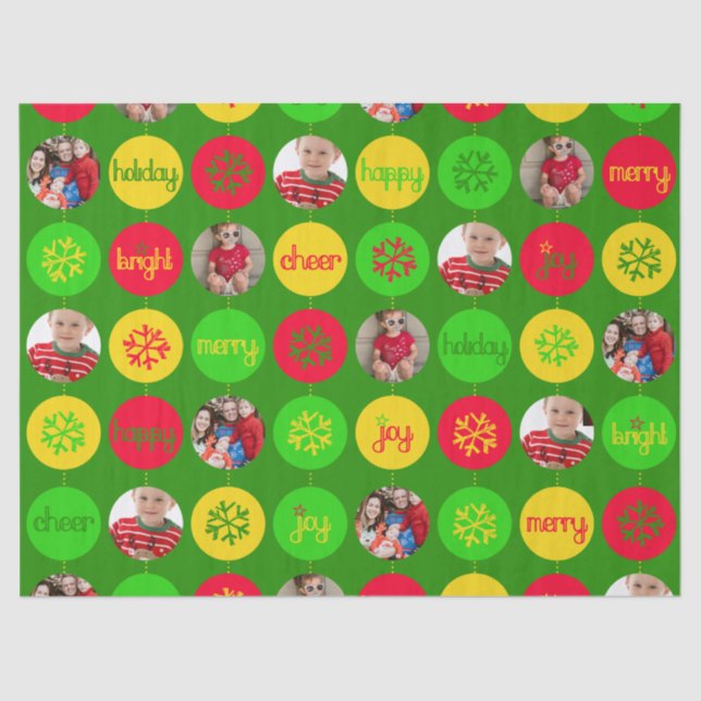 Weihnachtsgrün fügen Sie Ihr eigenes Foto-Papierpa Seidenpapier (Vorderseite)