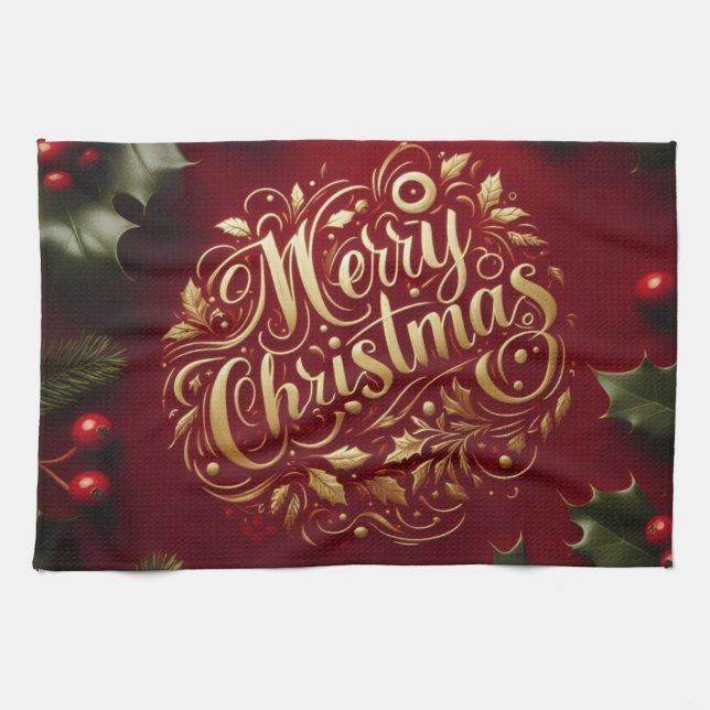 Weihnachtsgrün Geschirrtuch (Horizontal)