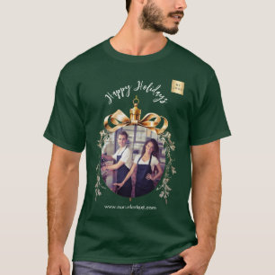 Weihnachtsgrün-goldener-Christbaumkugeln-Team-Foto T-Shirt